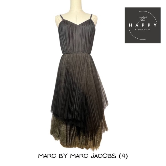 ⚡️ Marc by Marc Jacobs Black and Gold Pleated, Tiered, Tulle Dress (4)